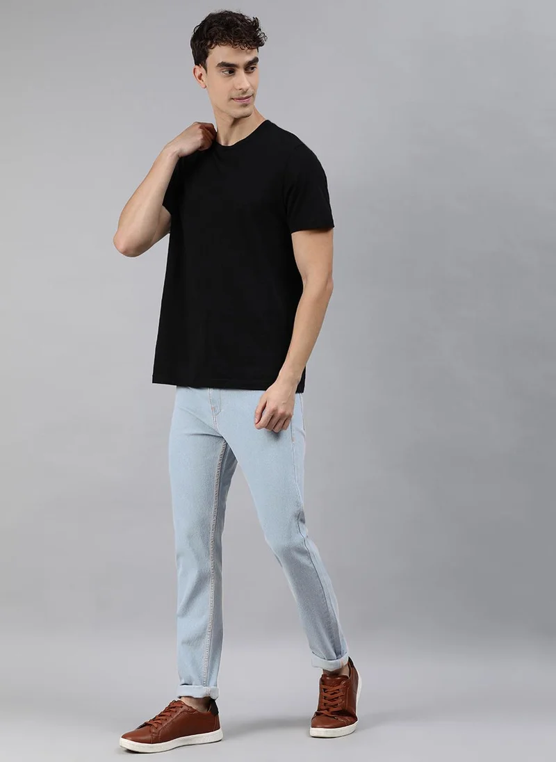 Urbano Fashion  Urbano Fashion Men's Ice Blue Slim Fit Washed Jeans Stretchable for Men | Best Price UAE